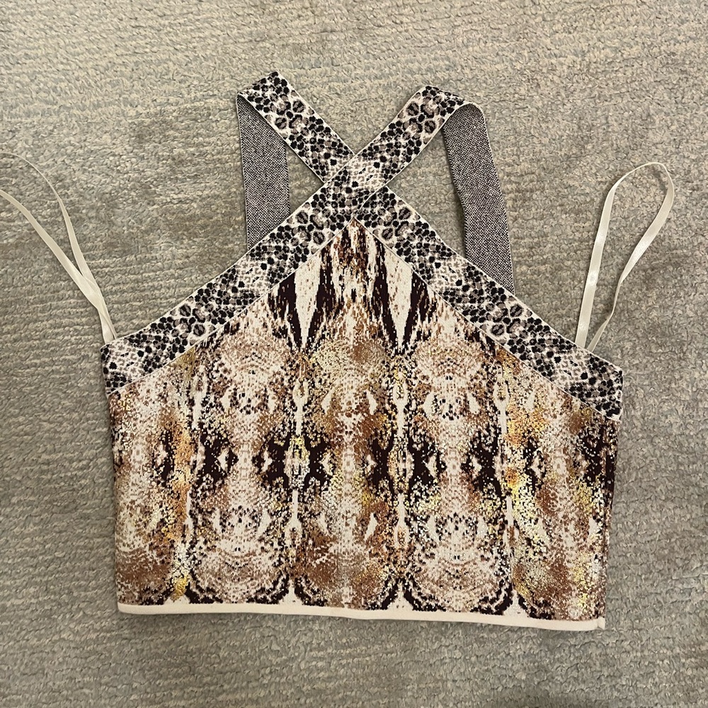 BCBGMaxAzria Snake Print Crop Top